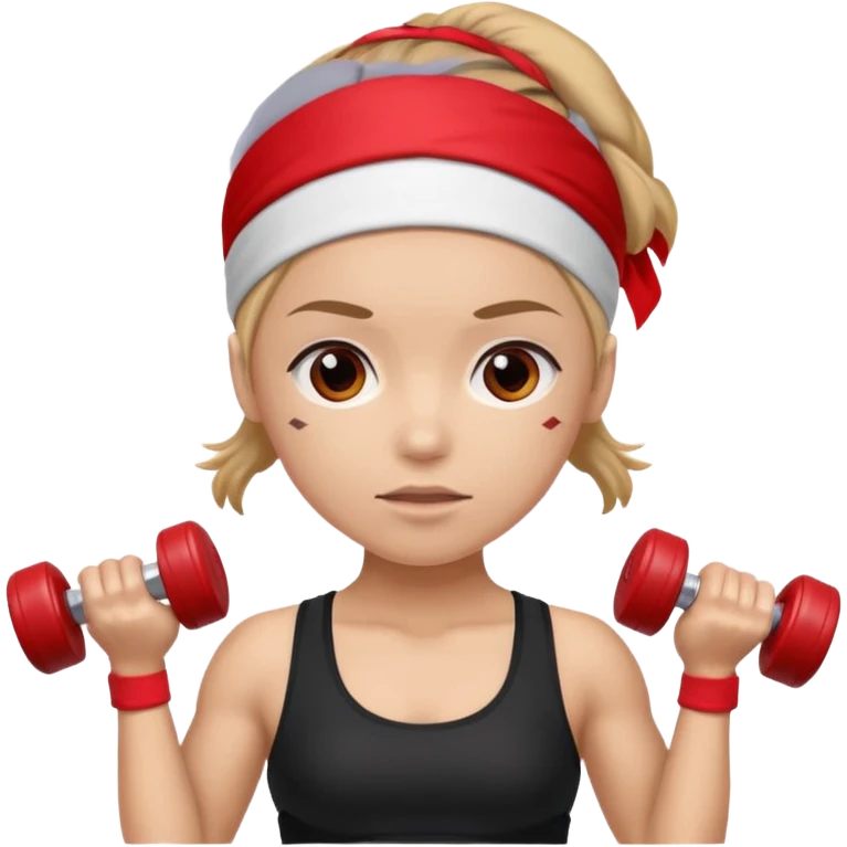 athlete with red headband, hold a mini dumbbell emoji