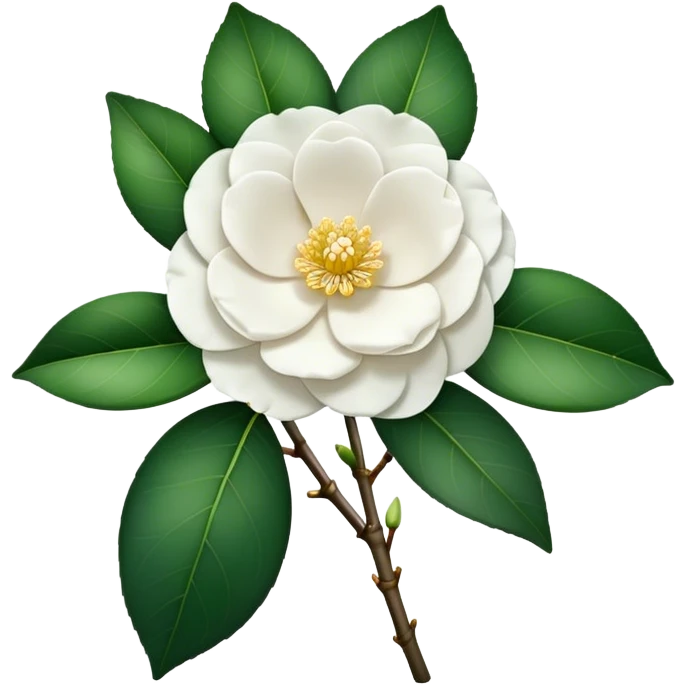 single White Camellia Japonica, straight stem emoji