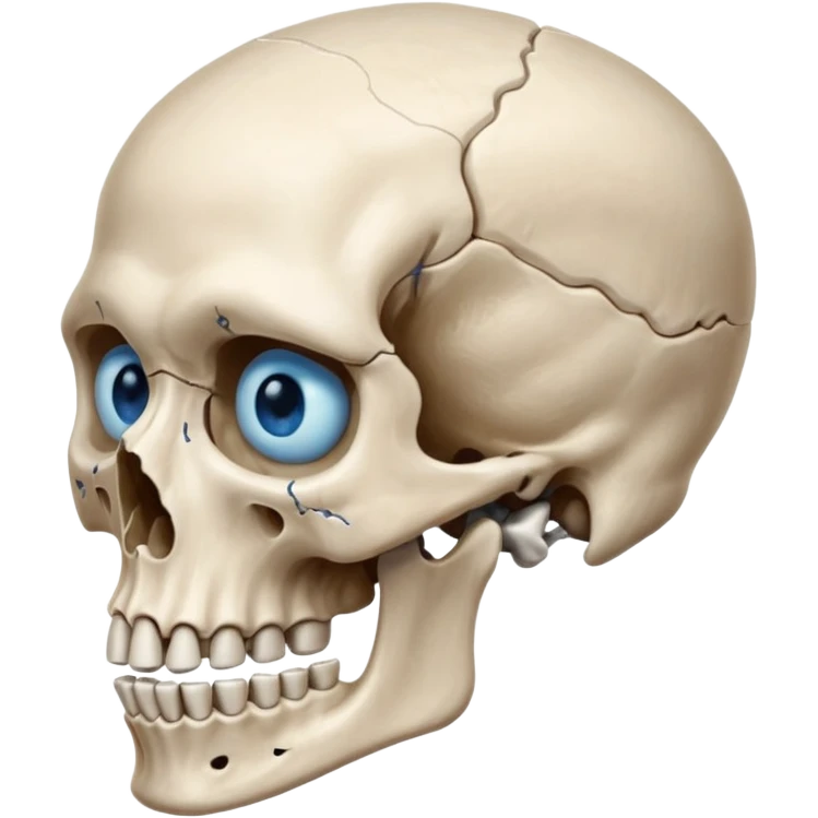 a bone head structure with lone jawline blue eyes total bones appear  emoji