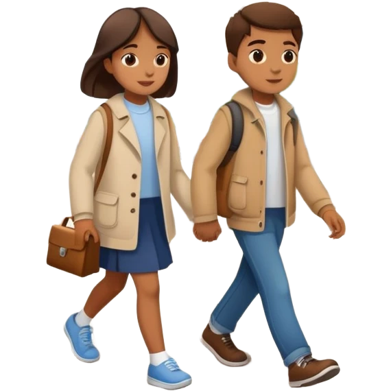 Sister and brother walking in a busy city emoji