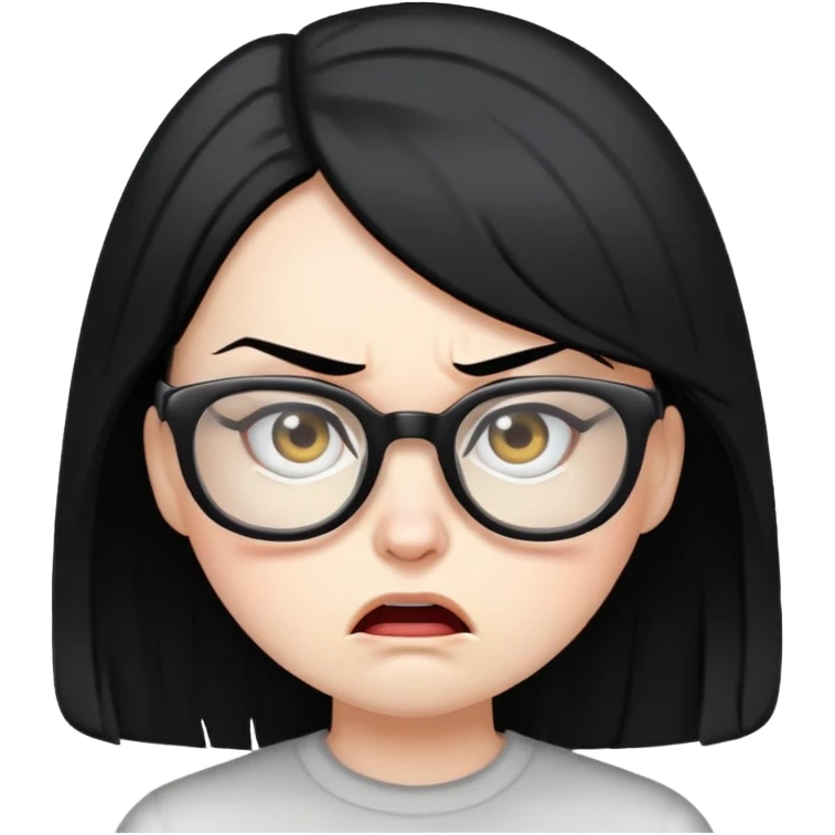 woman black hair glasses mad emoji