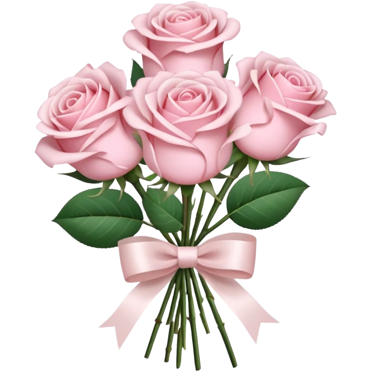 A bouquet of light pink roses tied with a sheer ribbon bow. emoji