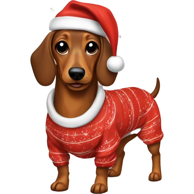 Wiener dog in Christmas pjs emoji