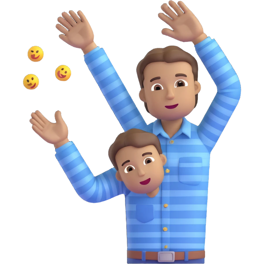 male teacher with brown hair, wearing blue jeans and a striped buttondown shirt, throwing up, 3D emoji style emoji