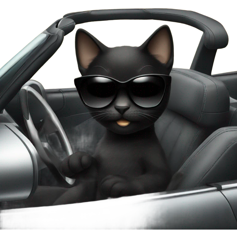 Black kitten with sunglasses driving a convertible  emoji