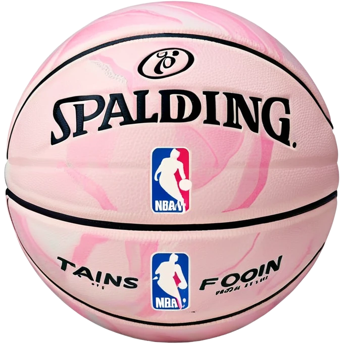 White Spalding basketball with NBA branding, predominantly white with light pastel pink and green marbling emoji