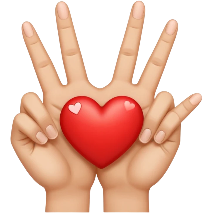 Heart hands with middle fingers up and touching emoji