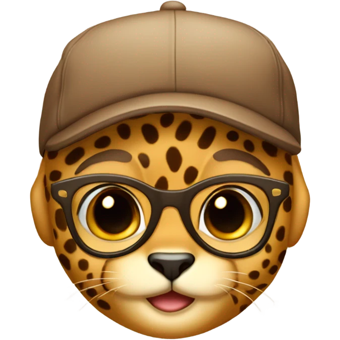 baby cheeta with backward brown cap, brown-lens glasses emoji