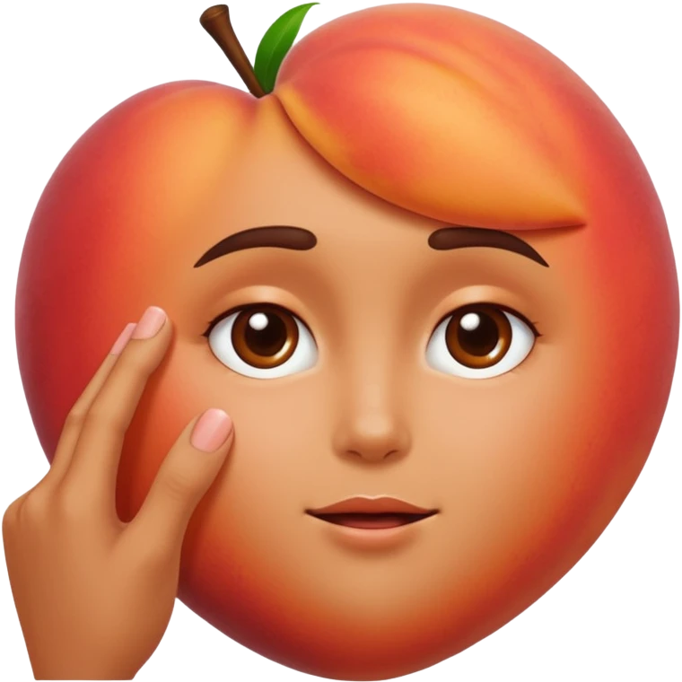 Touching the peach with a finger. emoji