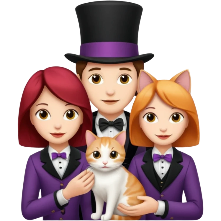 magician couple and their pet cat emoji