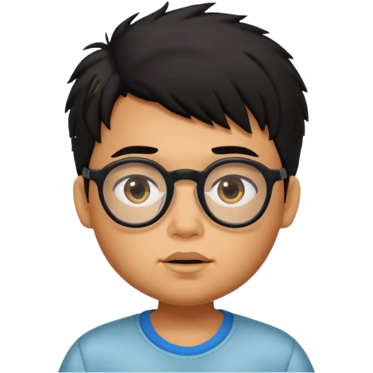 generate a pretty bratz boy with spectacles on, slightly fat, tan. Black hair messy emoji