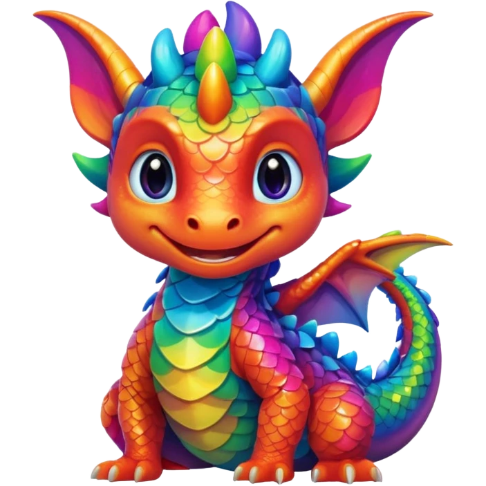A cute little dragon  rainbow cute eyes emoji