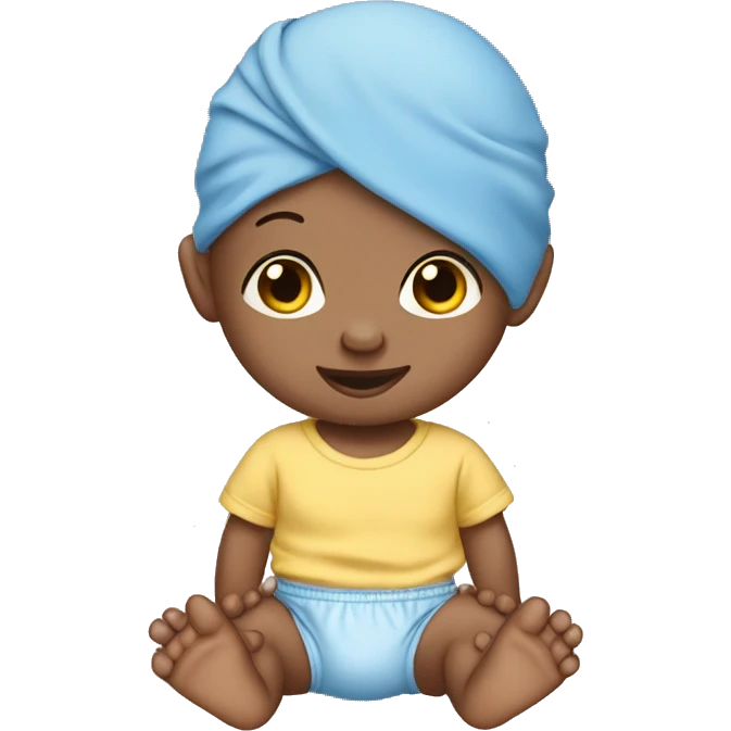 HAIRLESS BABY IN DIAPER WITH BLUE T-SHIRT emoji