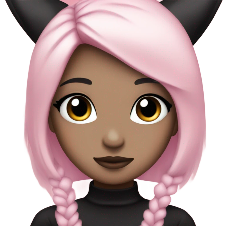 Kuromi girl with pink and blonde hair dark makeup emo emoji