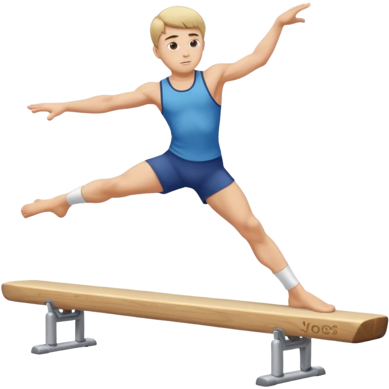 balance beam with a boy balancing on top flipping emoji
