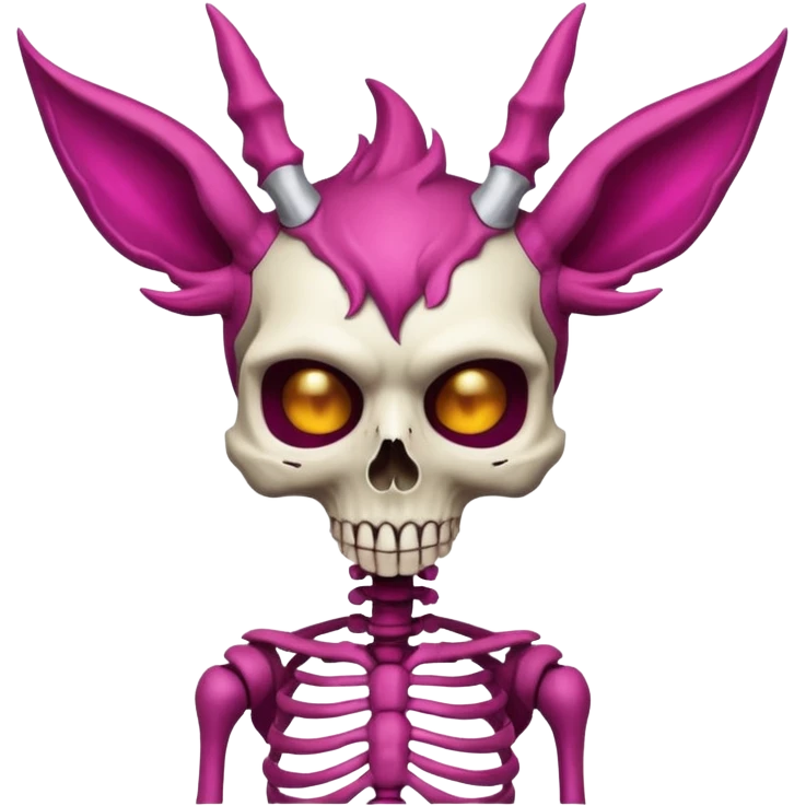 Magenta Skinny skeletal Skeleton-Flareon-fairy with a skull mask emoji