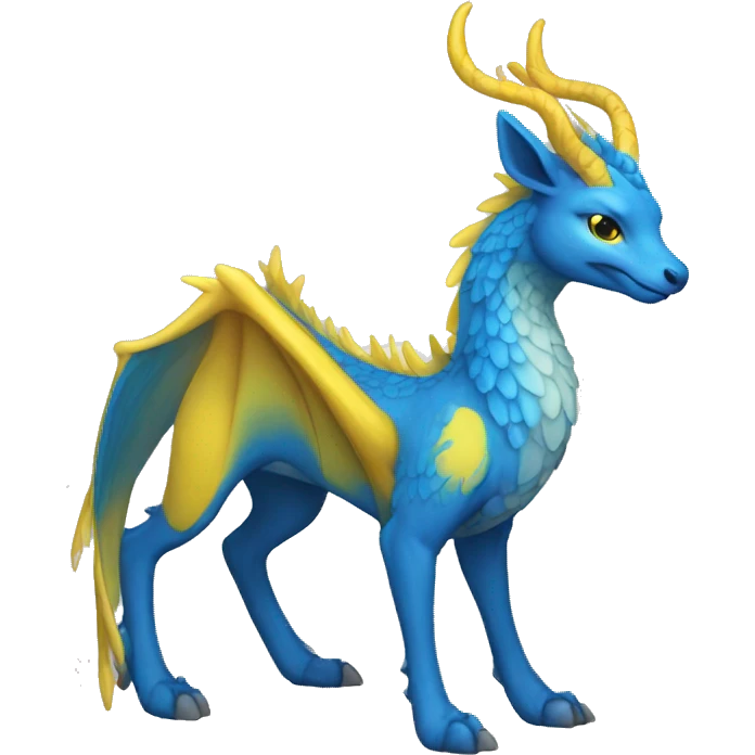 blue dragon deer hybrid with a yellow mane emoji