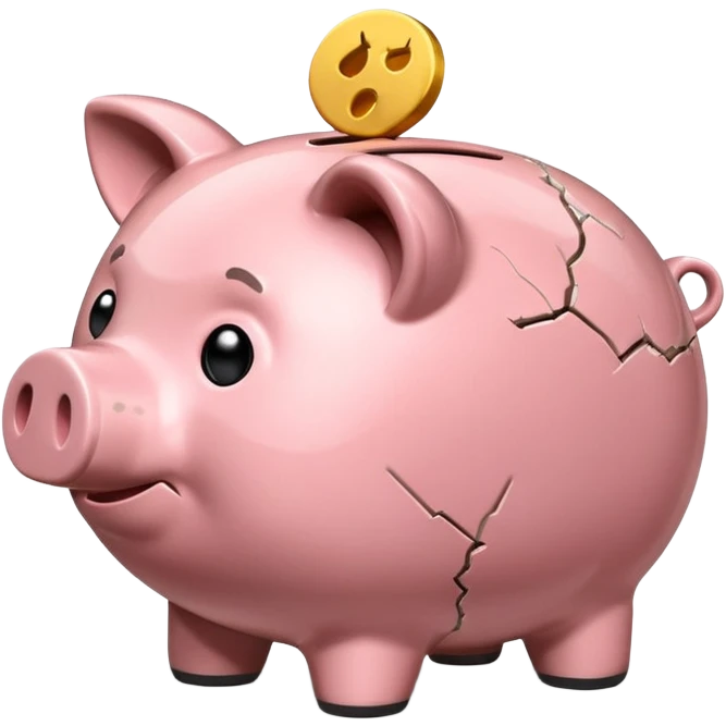 emoji of sad piggy bank, right view emoji
