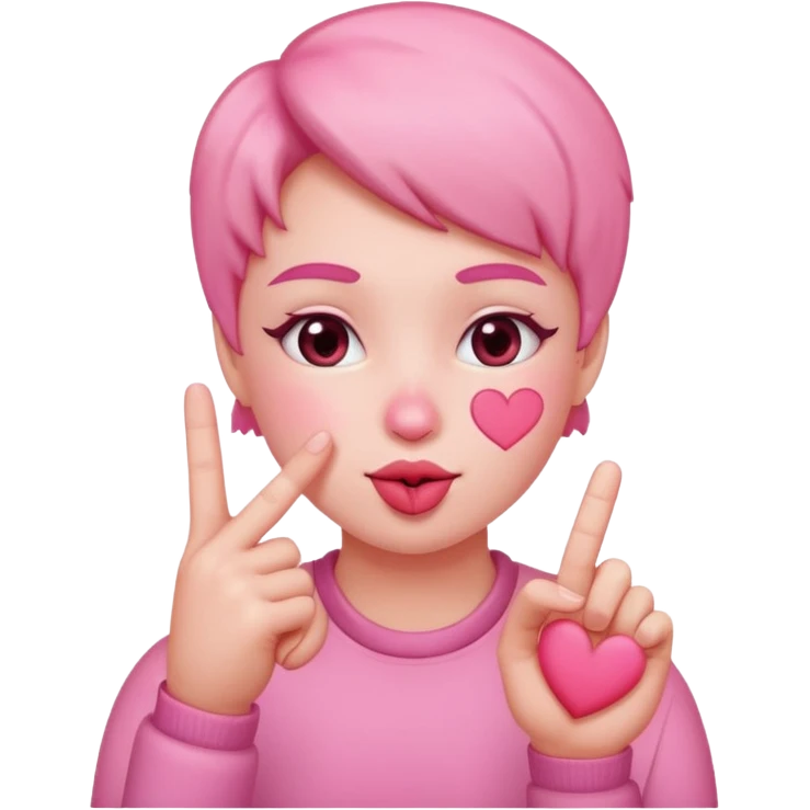 an uwu kissy face with a finger heart emoji emoji