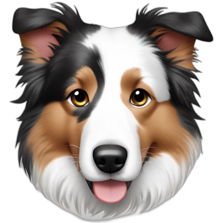 White red merle border collie speckled face in wheel chain emoji