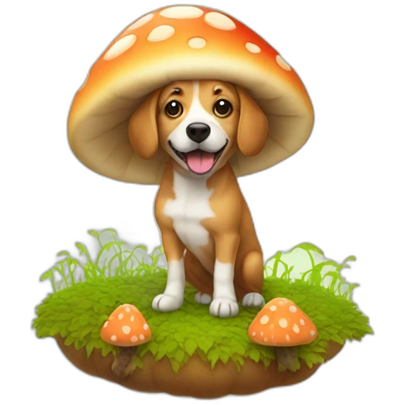 dog in a mushroom field emoji