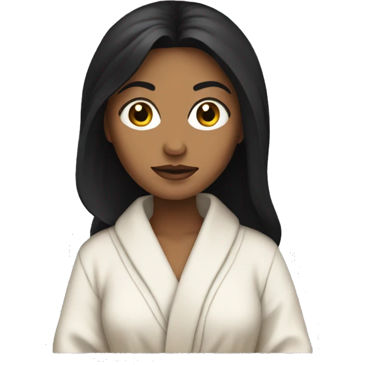 Woman with black hair in a robe mad  emoji