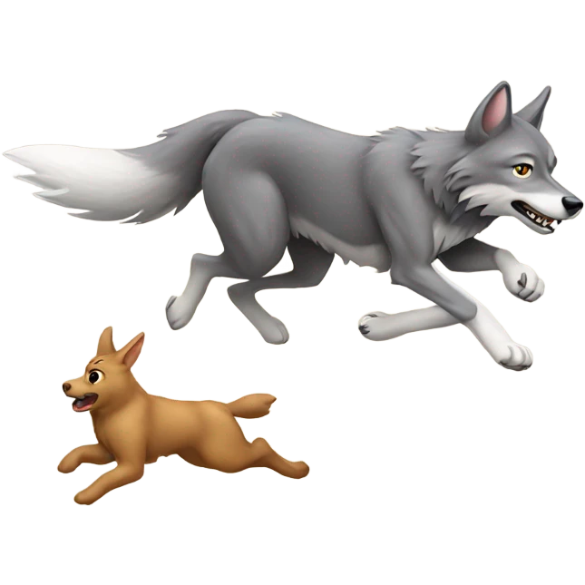 Wolf running towards a bunny emoji