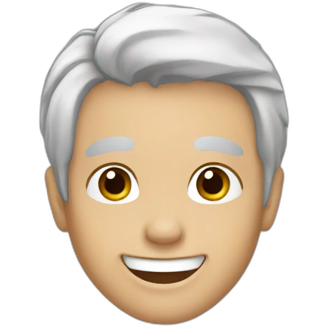 happy boy with gray hair and white skin emoji