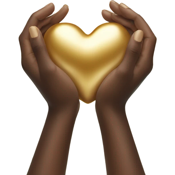 Hands holding gold heart  emoji