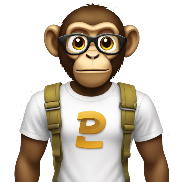a monkey with a white t-shirt that spells 'coder' emoji