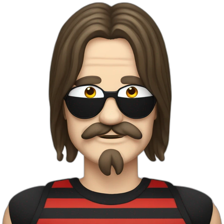 ozzy osbourne with long moustache and striped black and red tank top emoji