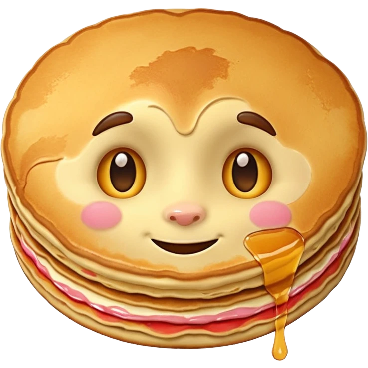 A pancake with a face emoji