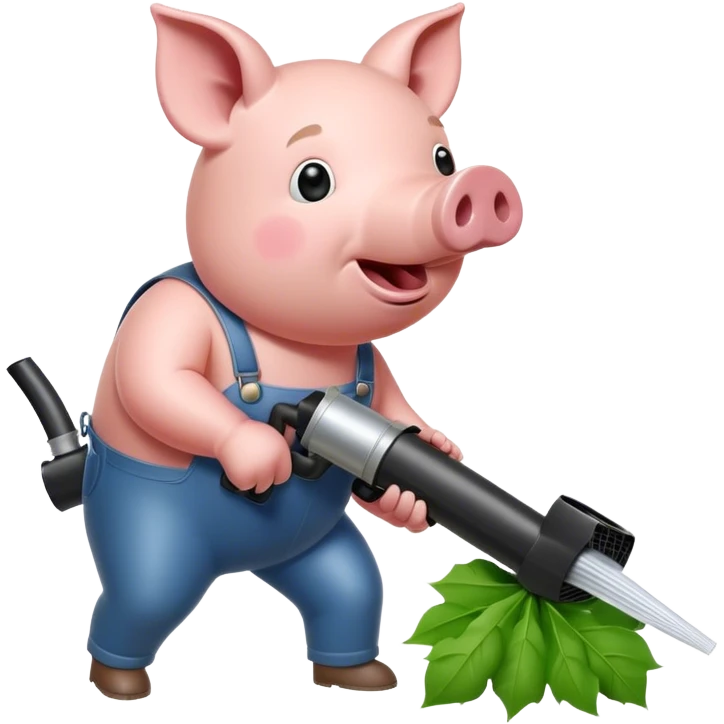 Pig with a leaf blower emoji