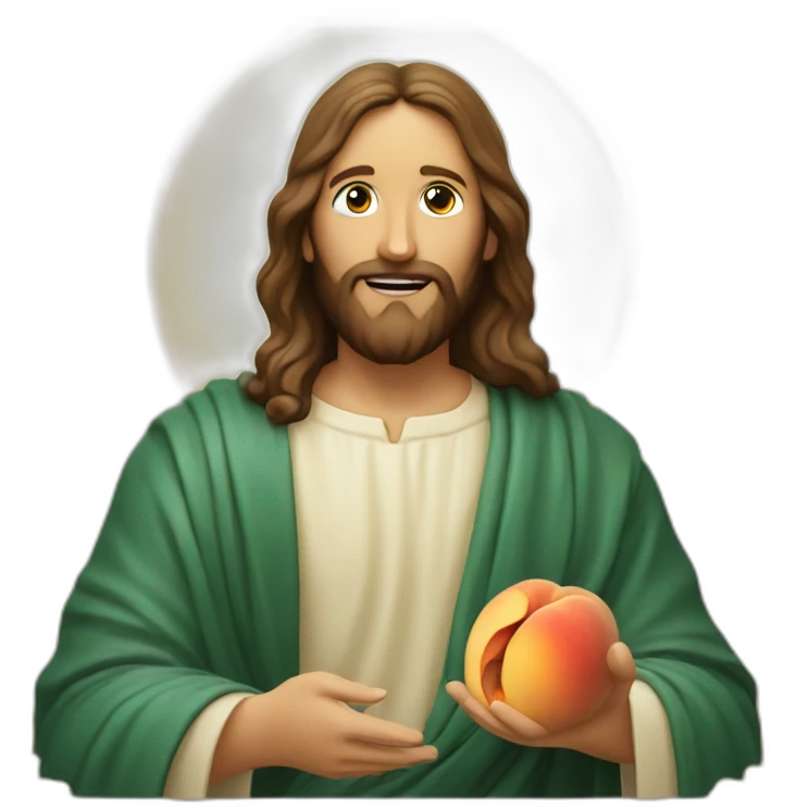 Jesus Christ eating a peach emoji