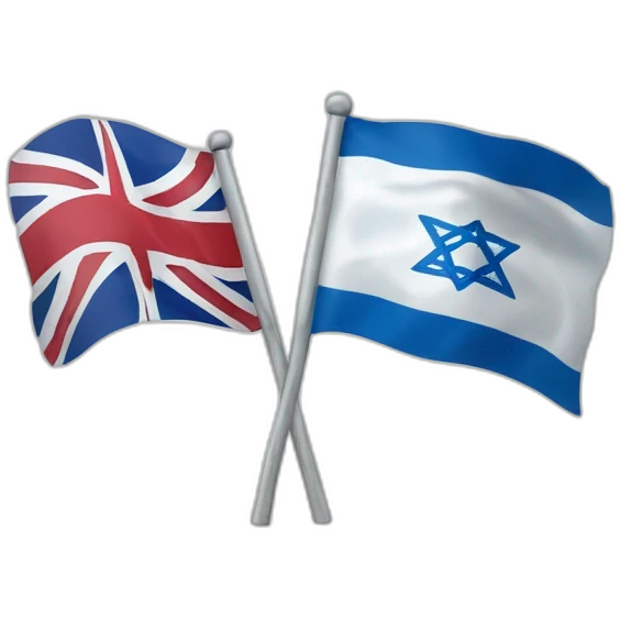 flag of israel and flag of England, waving together emoji
