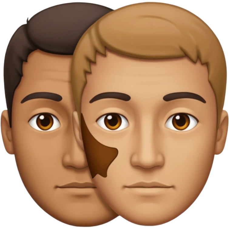 a man with two faces, half of the face looking right, half of the other part looking left emoji