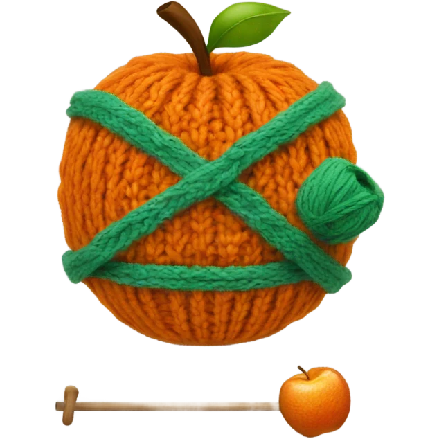Orange knitting an apple emoji