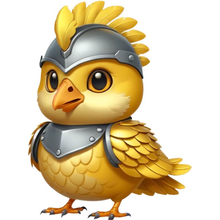 cute toon bird with head armor emoji