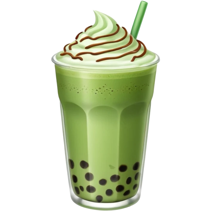 matcha latte with boba and ice without sticks and add a lil coffee  emoji