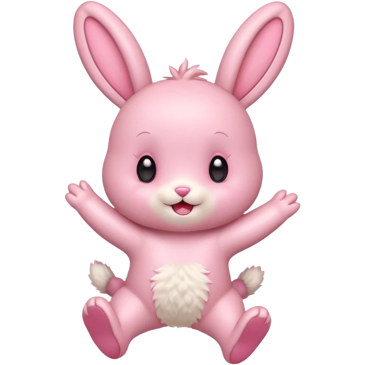 Exited pink bunny, kawaii chibi fluffy ears and body jumping of excitement  emoji
