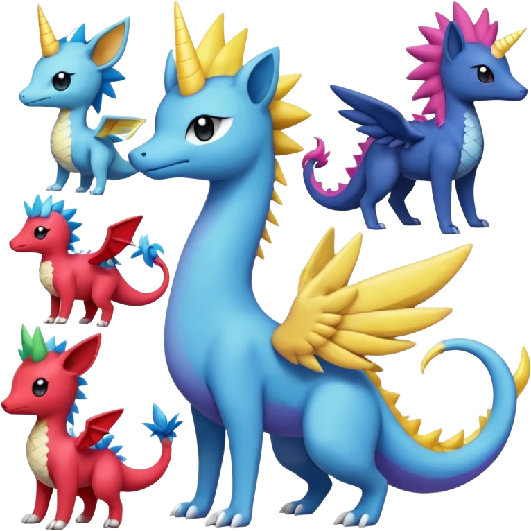 Plagg-Tikki-Spike-Trixie-Celestia-Luna-Fakémon-Pokémon-animal-hybrid-fusion (full body) emoji