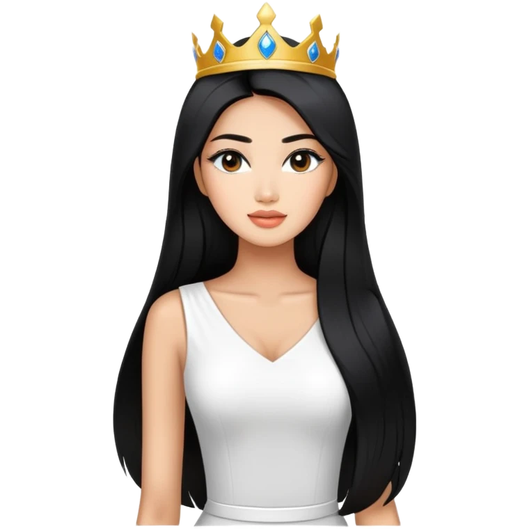 Miss Universe Southeast Asian woman with very long straight black hair wearing a beautiful white top emoji