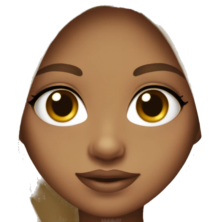 a girl with long brown hair, brown eyes, long eyelashes, plump lips  emoji