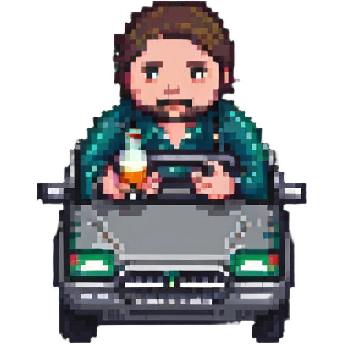 a man drinking and driving emoji