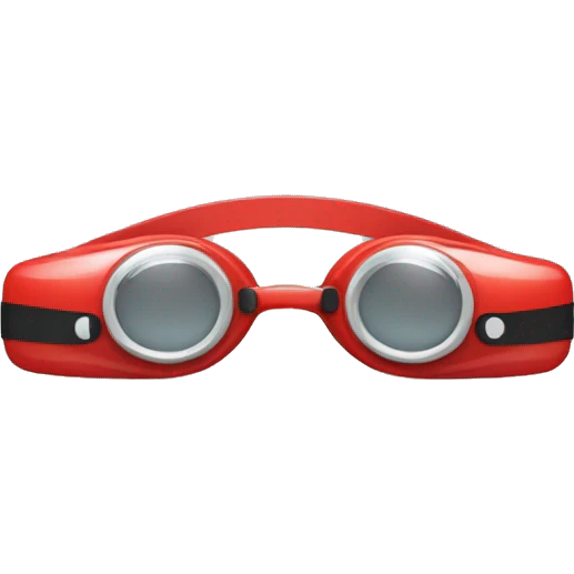 swimming goggles with red frame，cat-eye or spindle-like form emoji