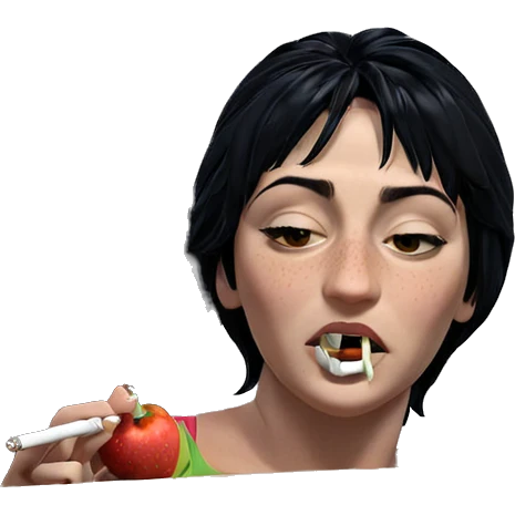 girl with fruit and cigarette emoji