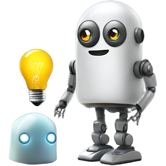 robot and a light bulb emoji