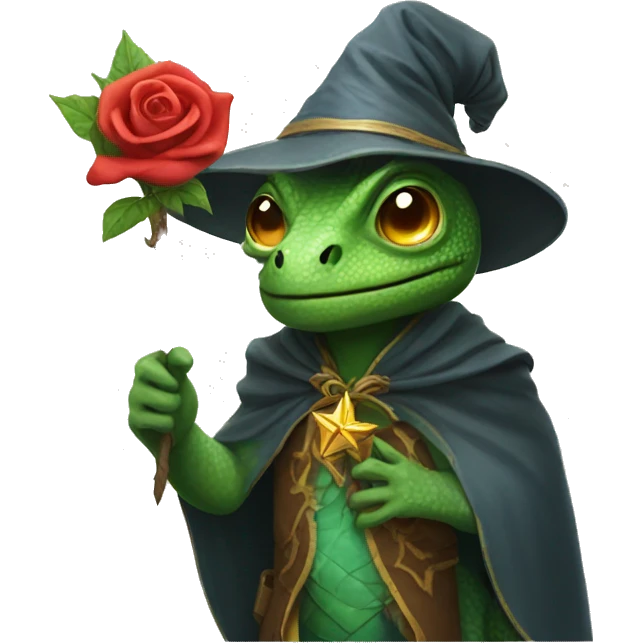 Lizard wizard with rosette emoji