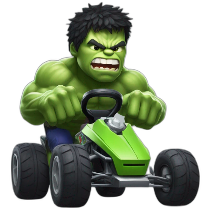 The hulk playing mariokart emoji