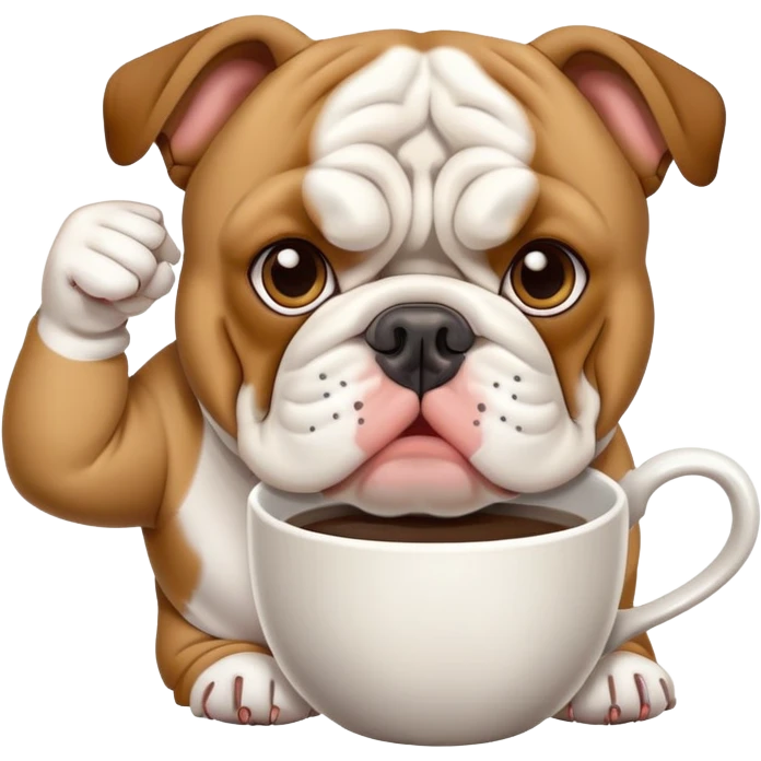 English bulldog enjoying coffee emoji